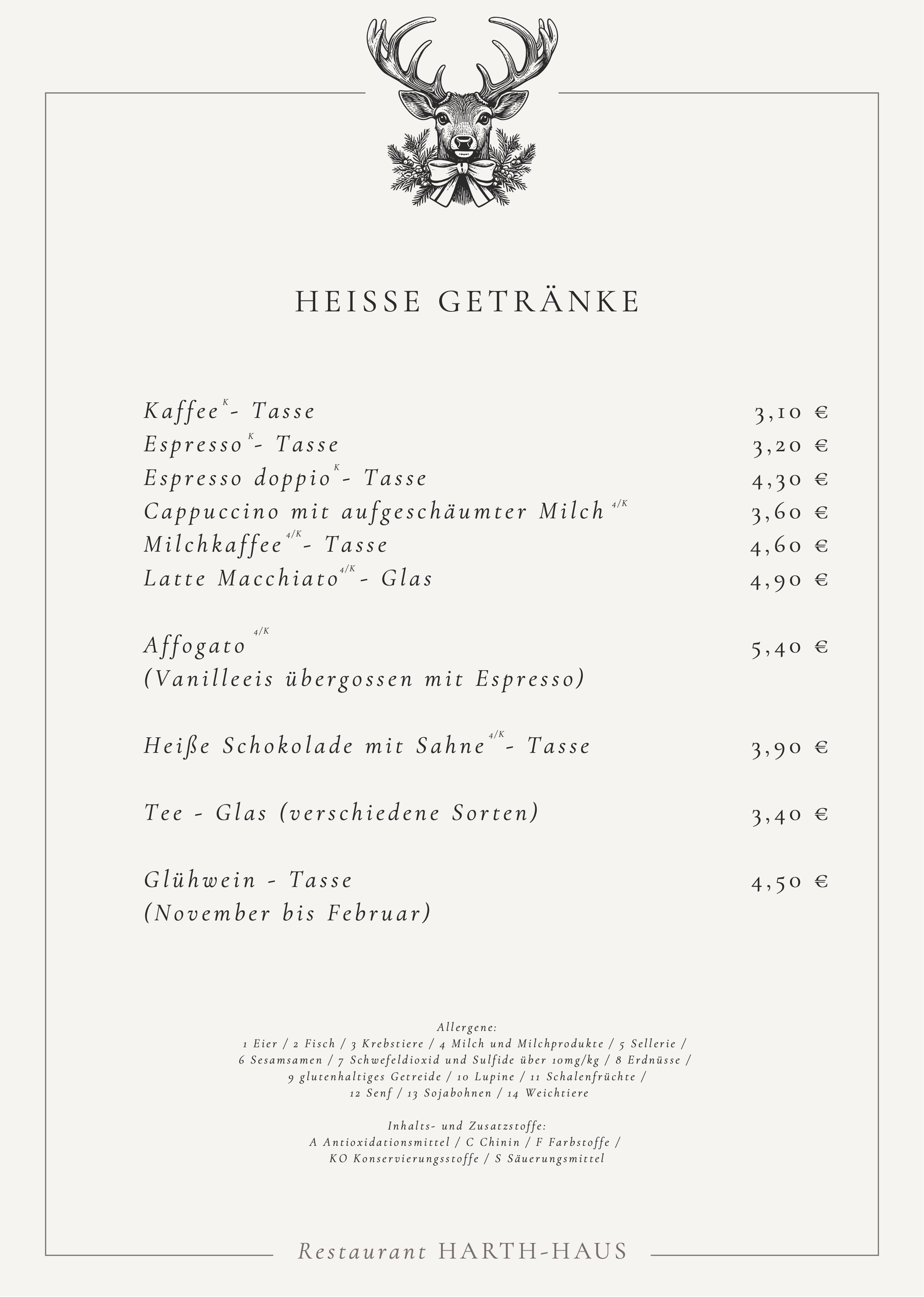 Speisekarte Speisekarte
